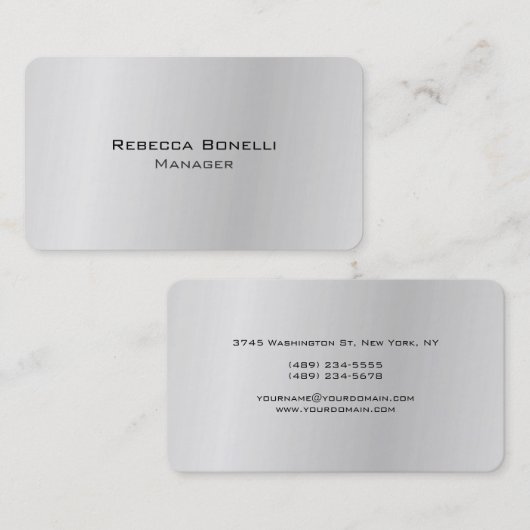 Rounded Corner Silver Gray Einzigartig Moderne Min Visitenkarte (Vorne/Hinten)