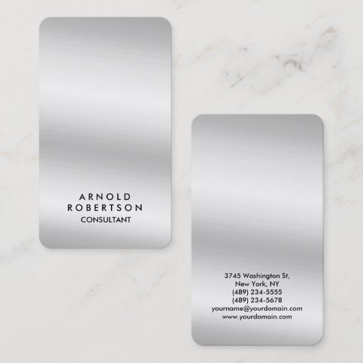 Rounded Corner Silver Gray Elegante Visitenkarte (Vorne/Hinten)