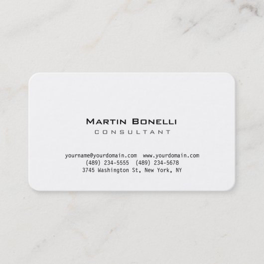 Rounded Corner White Stylish Trendy Business Card Visitenkarte (Vorderseite)