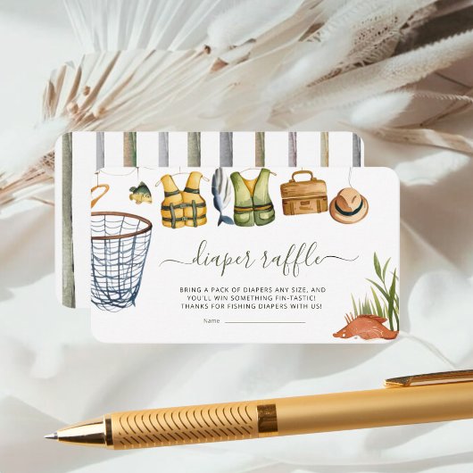 Rounded Fishing Baby Shower Diaper Raffle  Begleitkarte