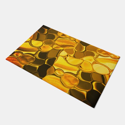 Rounded Formen in goldener Farbe, glänzend sehr go Fußmatte (Schrägansicht)