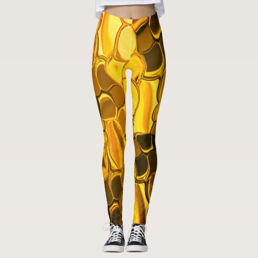 Rounded Formen in goldener Farbe, glänzend sehr go Leggings (Vorderseite)