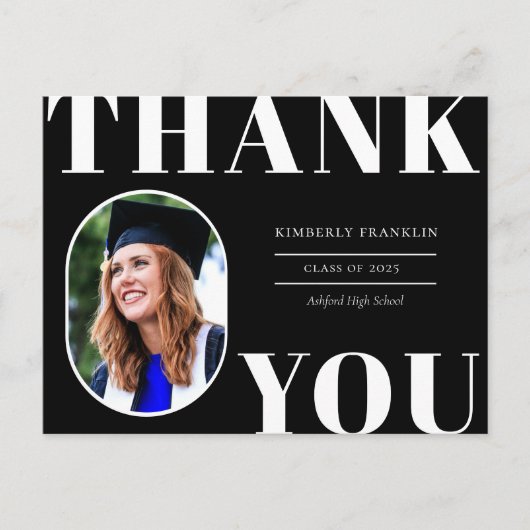 Rounded Foto Frame Abschluss Danke Postcard Postkarte (Vorderseite)