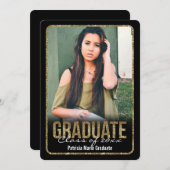 Rounded Glitzer Foto Abschluss Einladung (Vorne/Hinten)