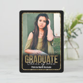 Rounded Glitzer Foto Abschluss Einladung (Stehend Vorderseite)