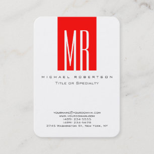 Rounded Monogram White Stripe Business Card Visitenkarte