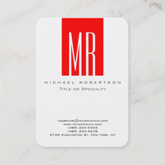 Rounded Monogram White Stripe Business Card Visitenkarte (Vorderseite)