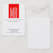 Rounded Monogram White Stripe Business Card Visitenkarte (Vorne/Hinten)