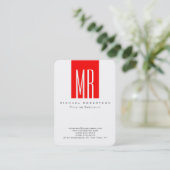 Rounded Monogram White Stripe Business Card Visitenkarte (Stehend Vorderseite)