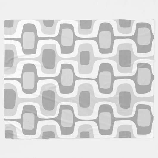 Rounded Rectangle Gray and White Fleecedecke (Vorderseite (Horizontal))