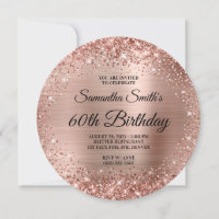 Rounded Rose Gold Glitzer Monogram 60. Geburtstag