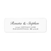 Rounded Script Schwarz-weiß Wedding Rücksendeadres (Vorne)