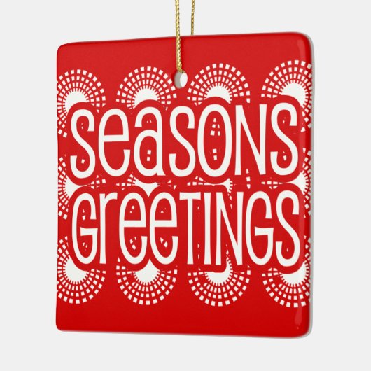 Rounded Square Red Seasons Greetings Ornament (Links)