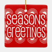 Rounded Square Red Seasons Greetings Ornament (Rückseite)