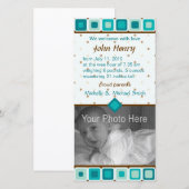 Rounded Squares Birth Announcement - Boy Ankündigung (Vorne/Hinten)