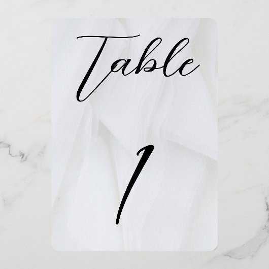 Rounded White/Rose Gold Foil Table No. 1 Folieneinladung (Vorderseite)
