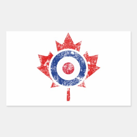 Roundel Canada Curling Hockey Target Grunge Ice Rechteckiger Aufkleber (Vorderseite)