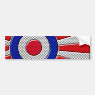 Roundel Sunburst Design Carbon Fibre Style Dekorat Autoaufkleber