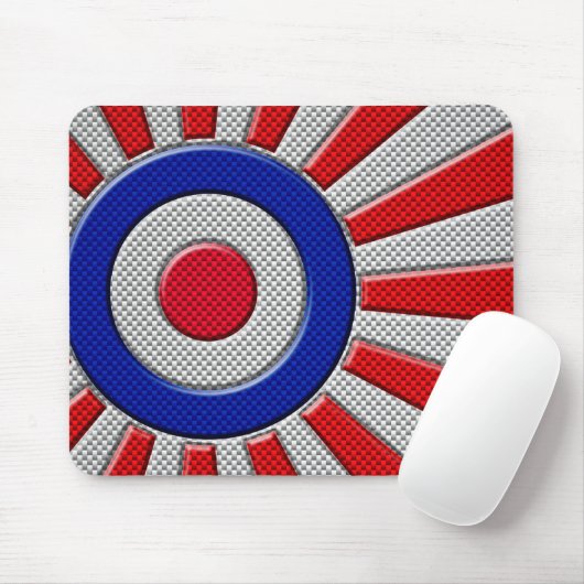 Roundel Sunburst Design Carbon Fibre Style Dekorat Mousepad (Mit Mouse)