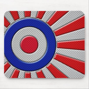 Roundel Sunburst Design Carbon Fibre Style Dekorat Mousepad