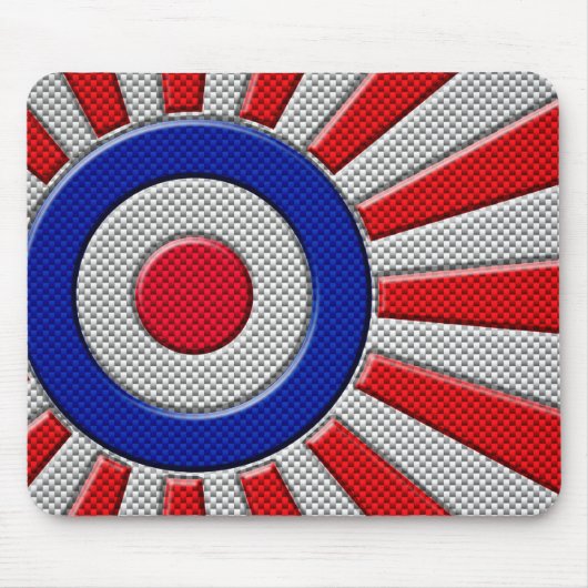 Roundel Sunburst Design Carbon Fibre Style Dekorat Mousepad (Vorne)