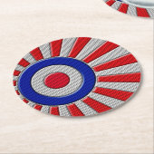 Roundel Sunburst Design Carbon Fibre Style Dekorat Runder Pappuntersetzer (Angewinkelt)
