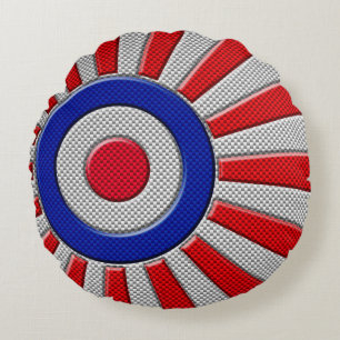 Roundel Sunburst Design Carbon Fibre Style Dekorat Rundes Kissen