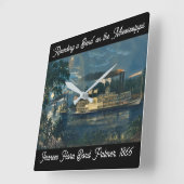"Rounding a Bend" auf dem Mississippi: Quadratische Wanduhr (Winkel)