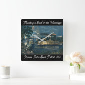 "Rounding a Bend" auf dem Mississippi: Quadratische Wanduhr (Zuhause)