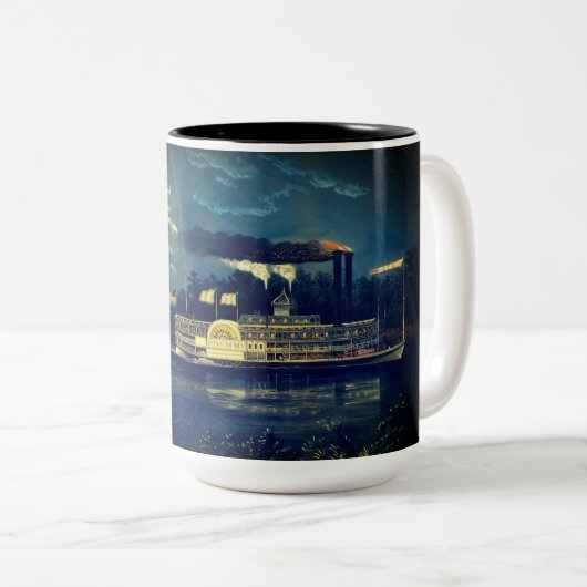 "Rounding a Bend" auf dem Mississippi: Zweifarbige Tasse (VorderseiteRechts)