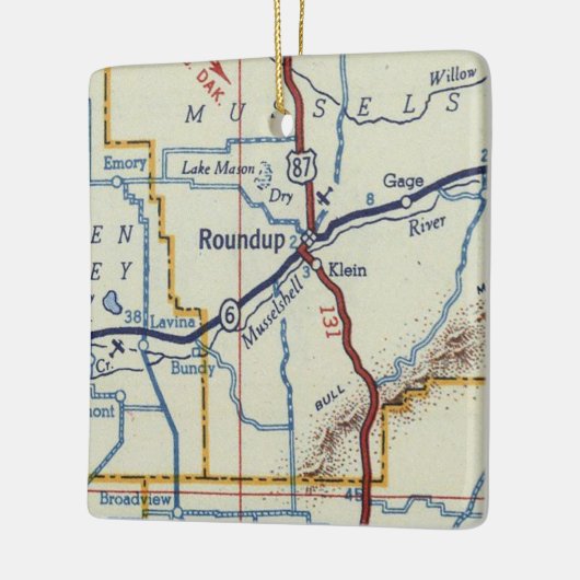 Roundup Montana Vintage Karte Keramikornament (Links)