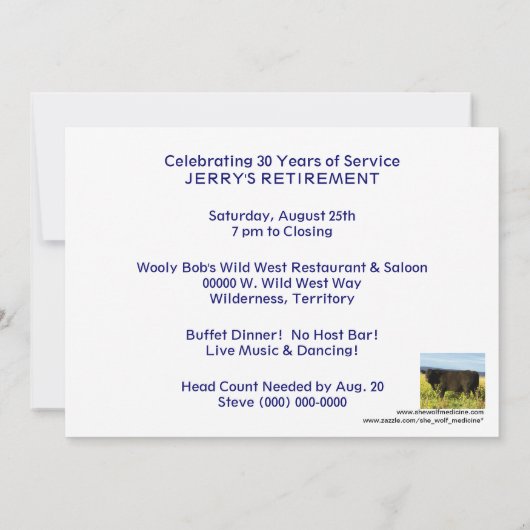 Roundup Time! Heilige Kuh - Western Party Einladung (Rückseite)