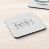 Roundweiß-graue Monogram-Manager Getränkeuntersetzer (Linke Seite)