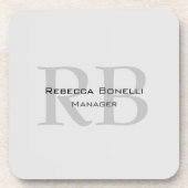 Roundweiß-graue Monogram-Manager Getränkeuntersetzer (Vorderseite)
