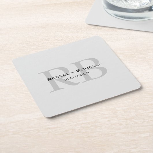 Roundweiß-graue Monogram-Manager Rechteckiger Pappuntersetzer (angewinkelt)