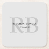 Roundweiß-graue Monogram-Manager Rechteckiger Pappuntersetzer (Vorderseite)