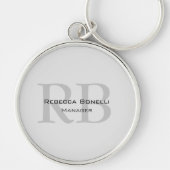 Roundweiß-graue Monogram-Manager Schlüsselanhänger (Vorne)