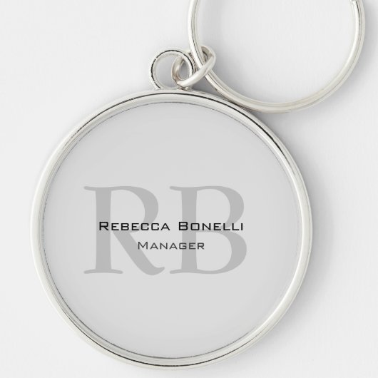 Roundweiß-graue Monogram-Manager Schlüsselanhänger (Vorne)