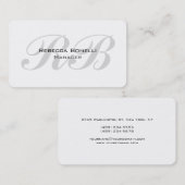 Roundwhite White Gray Monogram Manager Einzigartig Visitenkarte (Vorne/Hinten)