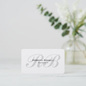 Roundwhite White Gray Monogram Manager Einzigartig Visitenkarte (Stehend Vorderseite)