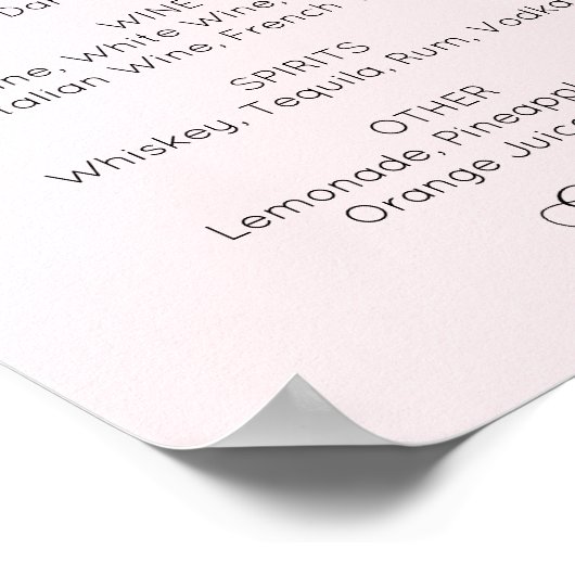 Roush simple Skript Hochzeit Bar. Alkohol Poster (Ecke)