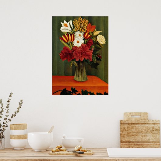 Rousseau - Bouquet von Blume mit einer Zweigstelle Poster (Küche)