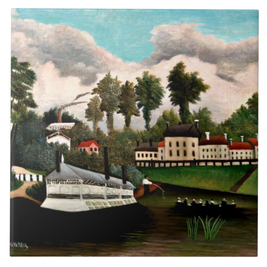 Rousseau - Das Waschboot, beliebtes Gemälde Fliese (Vorderseite)