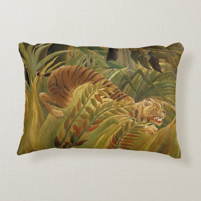 Rousseau Jungle Tropical Tiger Art Dekokissen (Rückseite)