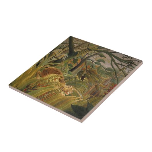 Rousseau Jungle Tropical Tiger Art Fliese (Seite)