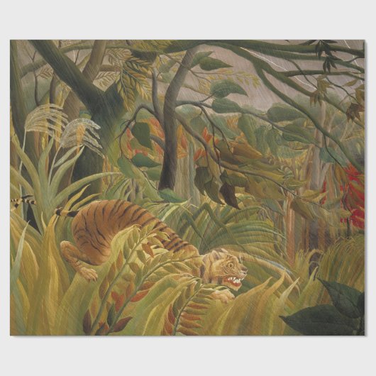 Rousseau Jungle Tropical Tiger Art Geschenkpapier (Flach)
