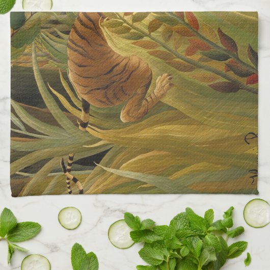 Rousseau Jungle Tropical Tiger Art Küchentuch (Gefaltet)