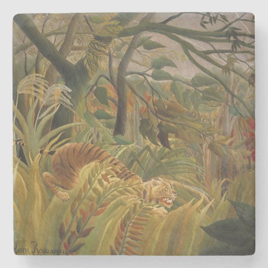 Rousseau Jungle Tropical Tiger Art Steinuntersetzer (Vorderseite)