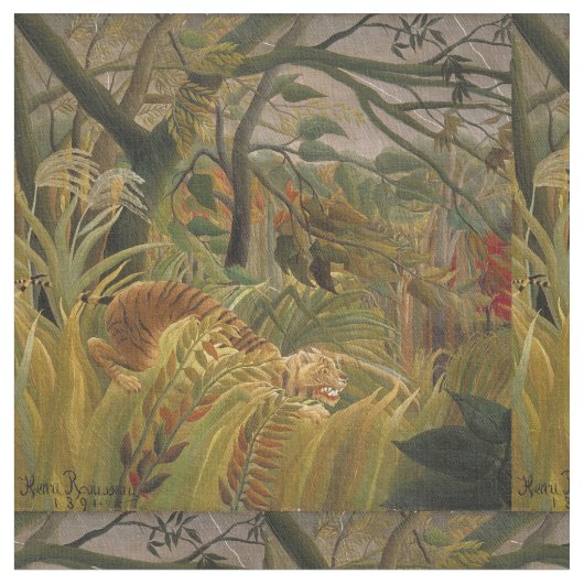 Rousseau Jungle Tropical Tiger Art Stoff (Nahaufnahme)