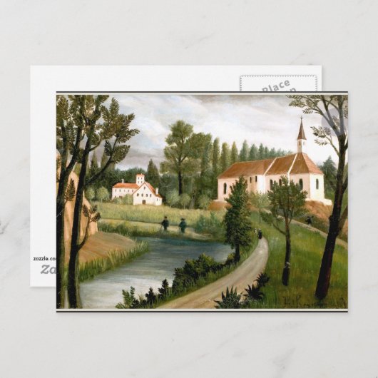 Rousseau - Landschaft mit Kapelle, schöne Kunst Postkarte (Vorne/Hinten)